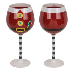 Wine Glass Set Santa Costume