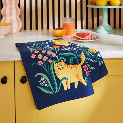 Marmalade Meadow Cotton Tea Towel in Navy