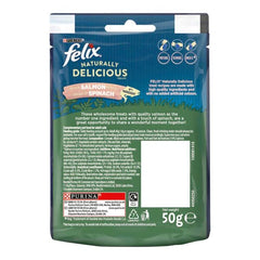 FELIX Naturally Delicious Cat Treats, Salmon & Spinach 50g