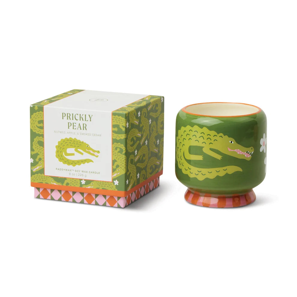 Crocodile Ceramic Candle - Prickly Pear