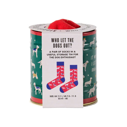 'Who Let the Dogs Out' Sock & Tin Set